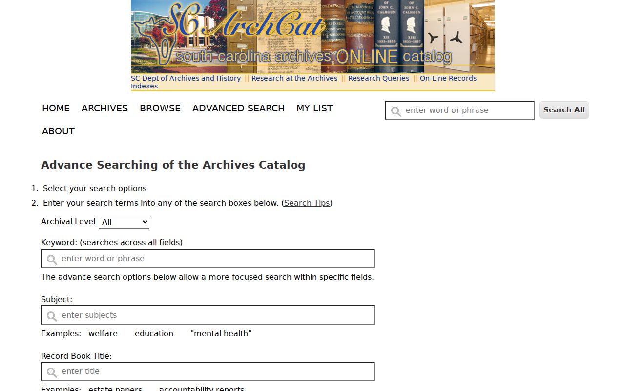 Columbia residents directory South Carolina archives catalog search