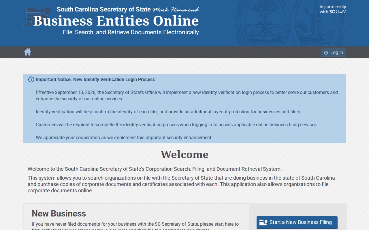 Columbia residents directory South Carolina business entity search
