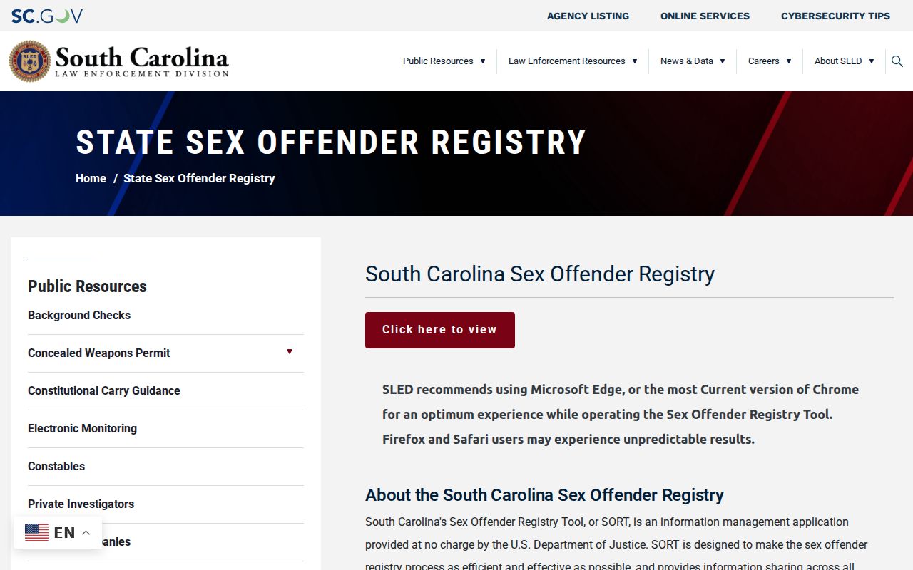Columbia residents directory South Carolina registry information warning