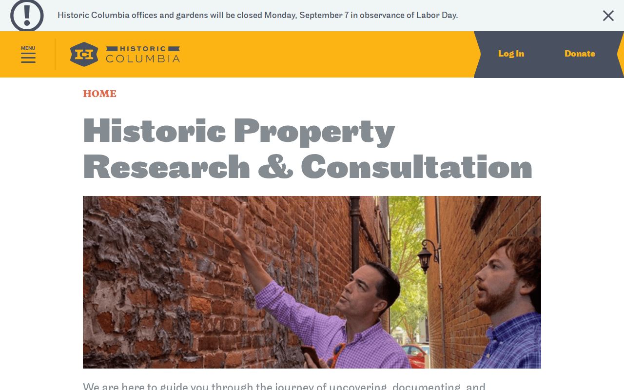 Columbia previous residents historic property research consultation