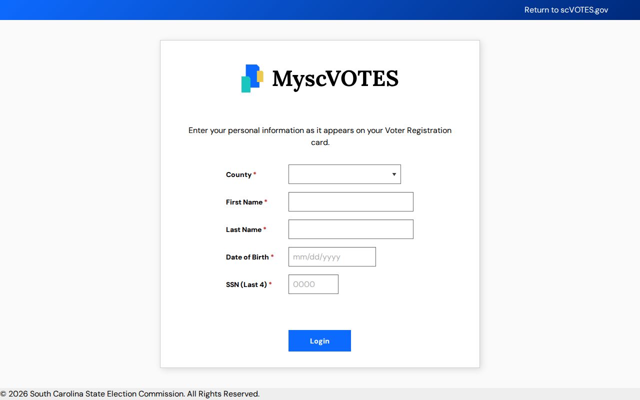 Columbia resident lookup MySCVotes voter registration login
