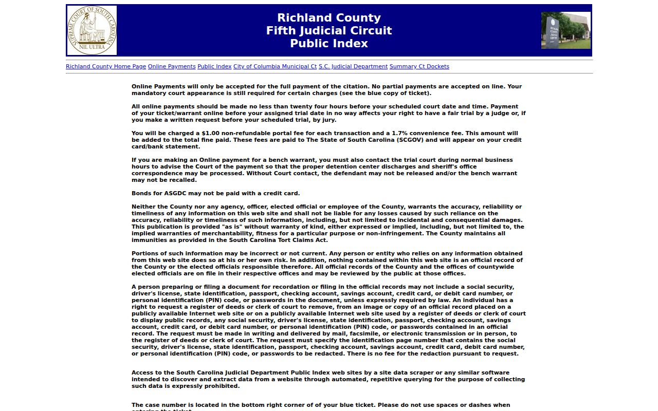 Columbia resident lookup Richland Public Index court search entry
